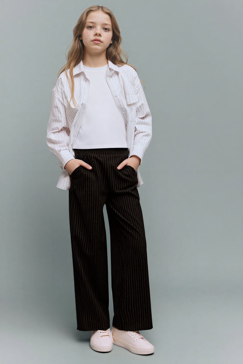 ديفاكتو بنطلون بناتي وايد ليج برجل واسع - Image 1